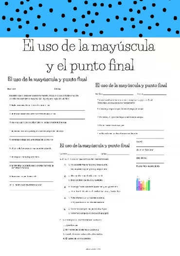 El uso de la mayúscula y el punto final/ Spanish capital letter and period